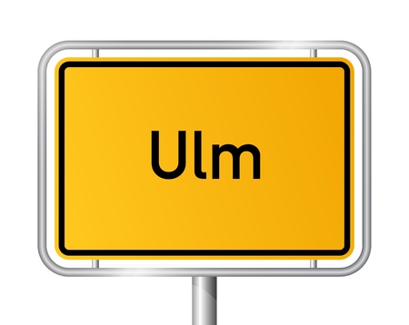 City limit sign Ulm against white background - signage - Baden Wuerttemberg, Baden Wuerttemberg, Germanyのイラスト素材