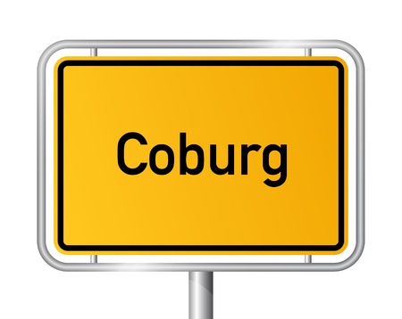City limit sign Coburg against white background - signage - Bavaria, Bayern, Germanyのイラスト素材