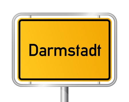 City limit sign Darmstadt against white background - signage - Hesse, Hessen, Germanyのイラスト素材