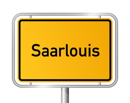 City limit sign Saarlouis against white background - signage - Saarland, Germanyのイラスト素材