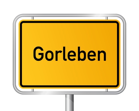 City limit sign Gorleben, radioactive waste store in Germanyのイラスト素材