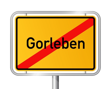 City limit sign Gorleben, radioactive waste store in Germany - anti-nuclear movementのイラスト素材