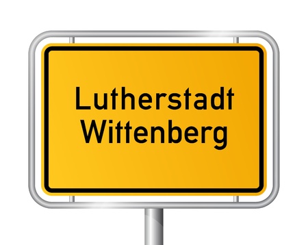 City limit sign Lutherstadt Wittenberg against white background - signage - Saxony Anhalt, Sachsen Anhalt, Germanyのイラスト素材