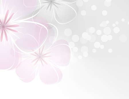Pink white flower design against grey backgroundのイラスト素材