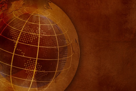 Old world map - grunge globe on vintage paper textureの写真素材