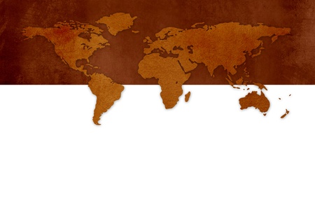 Old grunge world map against white backgroundの写真素材