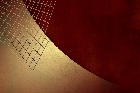 Gold grunge background with grid on red vintage paper texture - abstract investment templateの写真素材