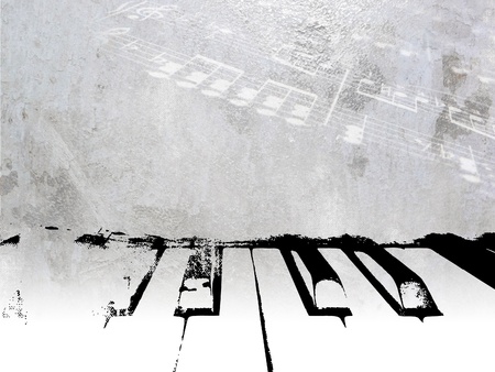 Vintage music background - grunge piano design with soft light notes - sheet music templateの写真素材