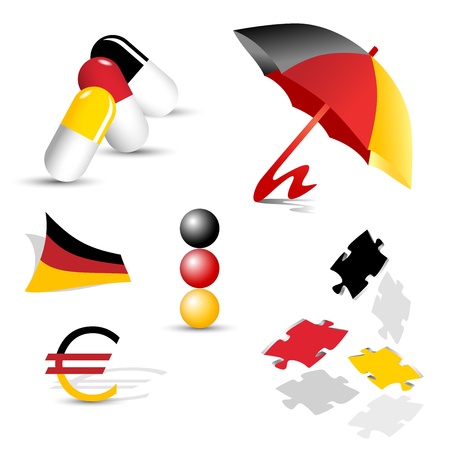 German symbols - abstract sign collection and set of icons in the colors of the German flagのイラスト素材