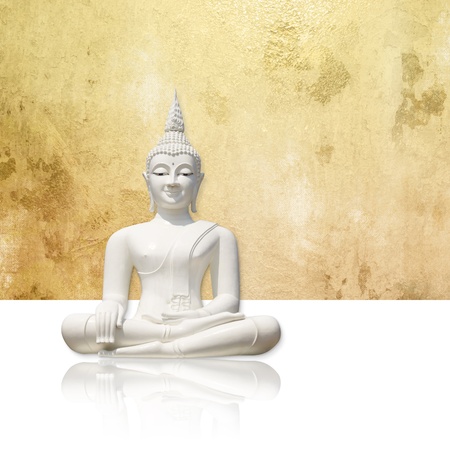 Buddha against gold background - isolated incl  clipping pathの写真素材