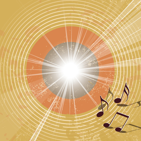 Retro music background - vintage poster art - grunge gold recordのイラスト素材