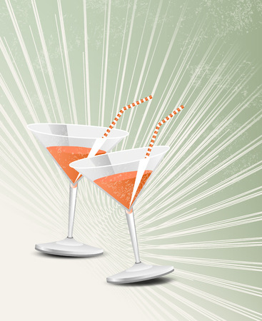 Retro party poster - vintage cocktail glassのイラスト素材