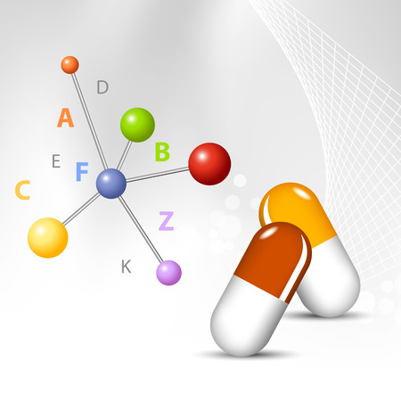 Molecules - medical health care concept - vitamin supplementsのイラスト素材