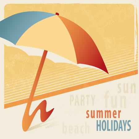 Summer background with sunshade  retro styleのイラスト素材