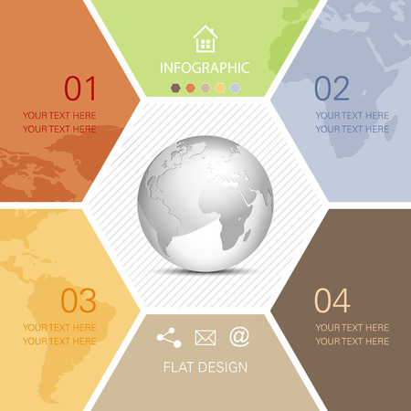 Global business infographic with globe and world mapのイラスト素材