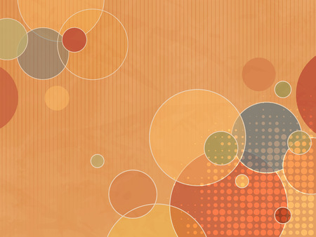 Abstract orange background with colorful circles and dots in soft retro colorsのイラスト素材