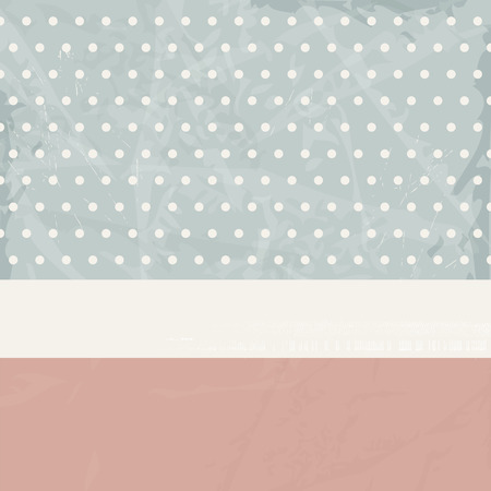 Retro background with polka dots and banner in soft colors - vintage invitation card design 50s styleのイラスト素材
