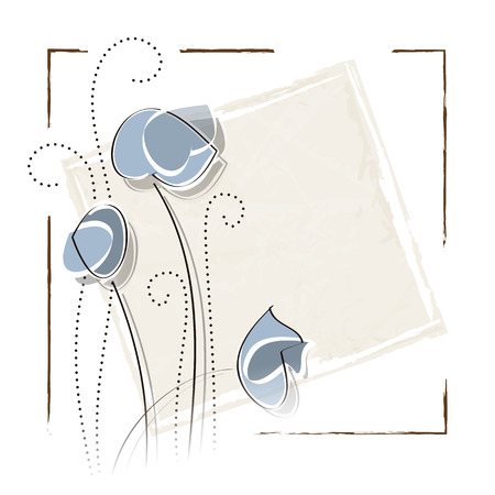 Vintage flower background with frame in soft watercolorsのイラスト素材