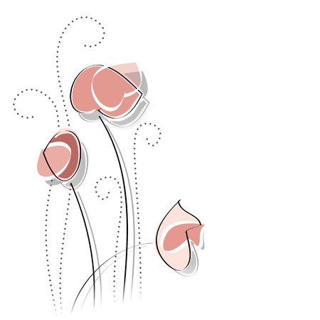 Pink vintage flowers in soft watercolors isolated against white backgroundのイラスト素材