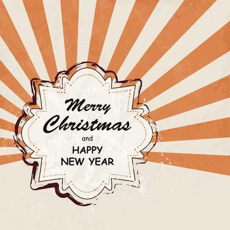 Christmas label retro with raysのイラスト素材