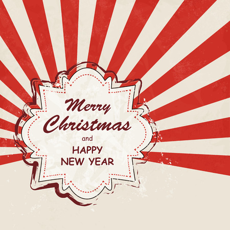 Retro Christmas label redのイラスト素材