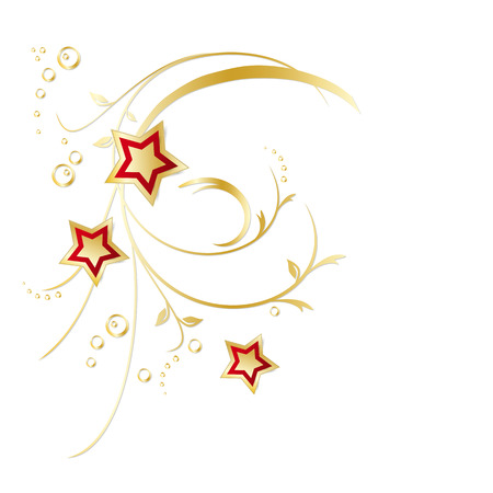 Floral decoration - gold branches with stars - elegant design elementのイラスト素材