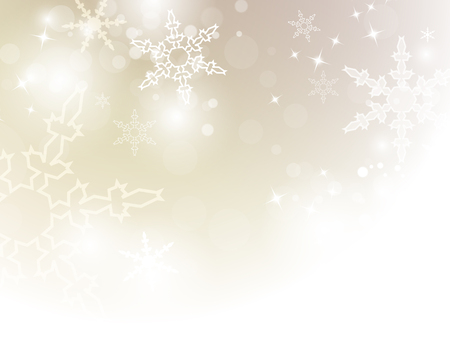 Winter background soft beige with bokeh lights and snowflakesのイラスト素材