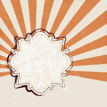 Retro label beige with orange starburst background - vintage brochure designのイラスト素材