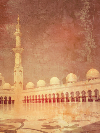 Mosque in Abu Dhabi in the United Arab Emirates - Sheikh Zayed - vintage designのeditorial素材