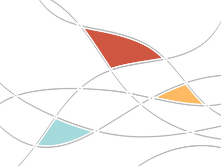 Clean abstract background with grey wavy lines and colored triangles on whiteのイラスト素材