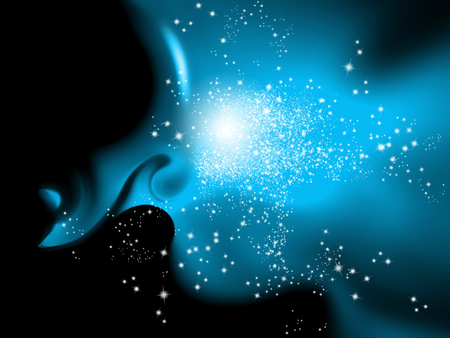 Abstract blue black space background with sparkle lightsの写真素材