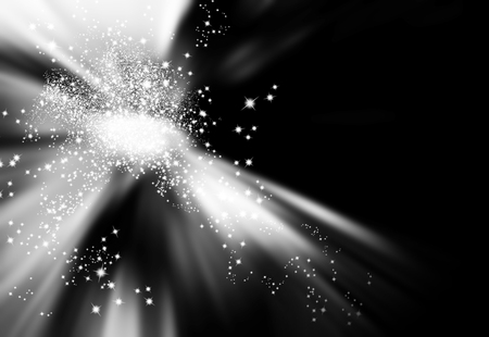 Rays background black white with sparkling lightsの写真素材