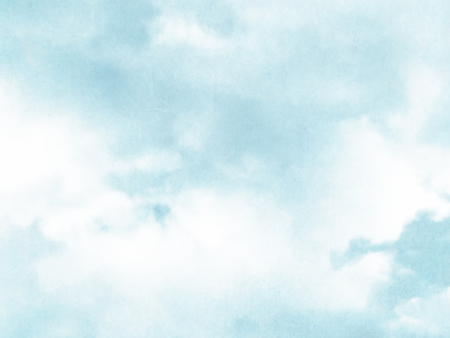 Blue white watercolor background - abstract pastel summer sky with cloudsの写真素材