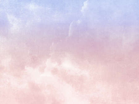 Abstract retro sky background in pastel pink purple watercolorsの写真素材