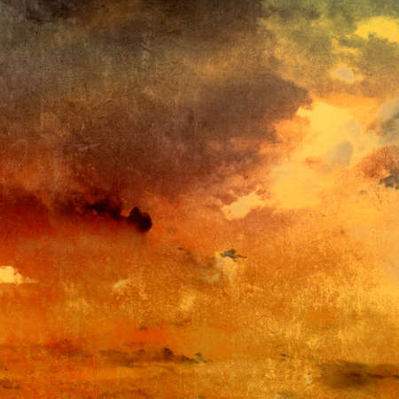 Dark grunge background - abstract sky with clouds and sunlightの写真素材