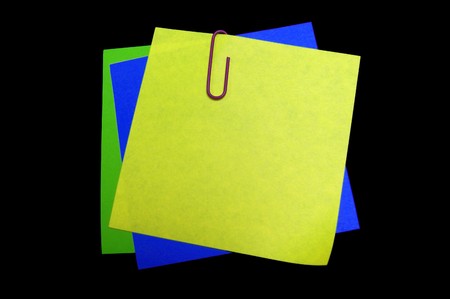 Three notes with purple paper clip