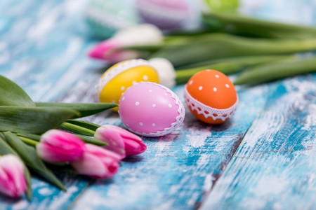 Happy Easter background decorationの写真素材