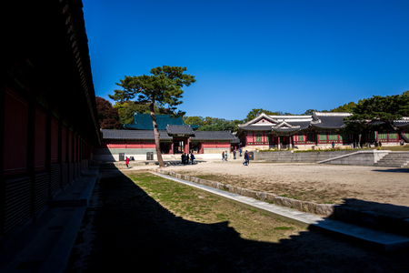 ground silhouette in changdeokgung palaceのeditorial素材