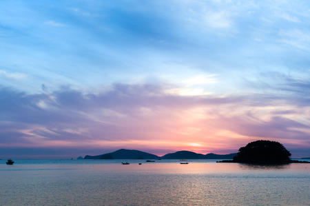 colorful sunset in the seaの写真素材