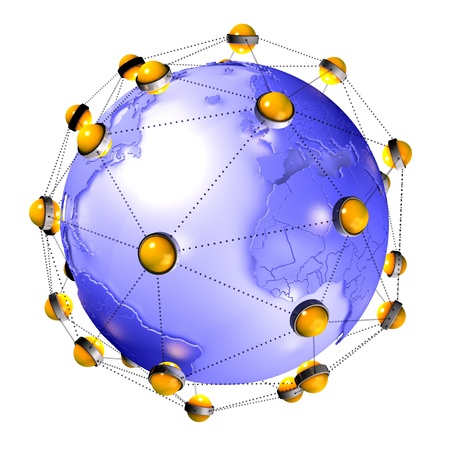 Concept of interconnected routers around earthの写真素材