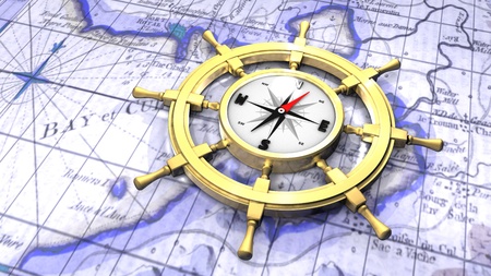 Compass in a shipの写真素材