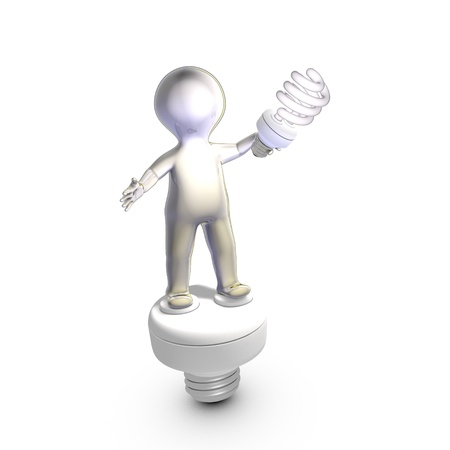 A character showing an electroluminescent light bulbの写真素材