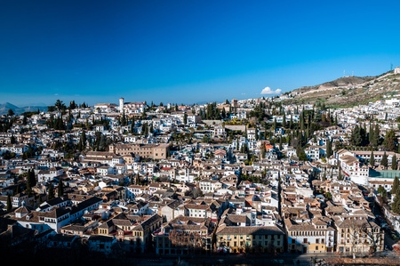 Panoramic view of famous arabic district Albayza­n in Granada の写真素材