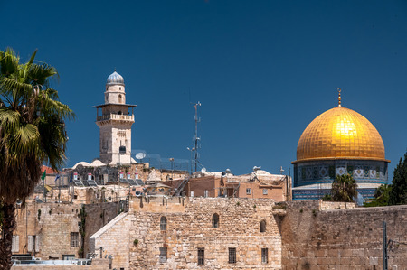 Scenic view of Jerusalem old city with The Dome of Rock.の写真素材