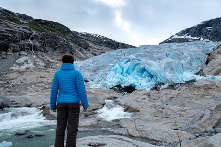 Nigardsbreen glacier in Jostedalen valley, Jostedalsbreen national park, Sogn og Fjordane, Norwayの写真素材