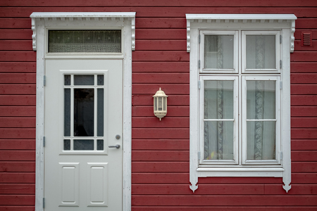 An old traditional scandinavian entrance to a house.の写真素材