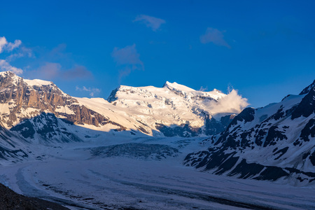 Scenic view of beautiful landscape of Swiss Alps with a majestic Glacier de Corbassiere,...