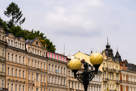 Houses in city center of Karlovy Varyの写真素材