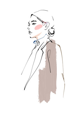 Fashion sketch vector illustration of womanのイラスト素材