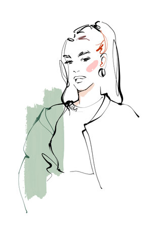 Fashion sketch vector illustration of womanのイラスト素材